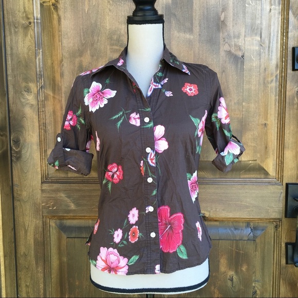 Tommy Hilfiger Hibiscus print shirt 🌺 - Picture 1 of 4